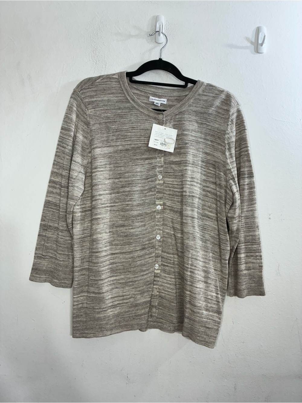 croft & barrow Light Taupe Marled Button-Front Cardigan